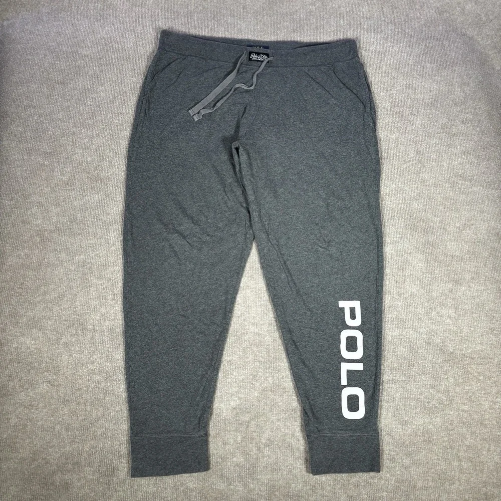 Polo Ralph Lauren Sleepwear Pants Mens XL Gray Knit Jogger Spellout Pajama